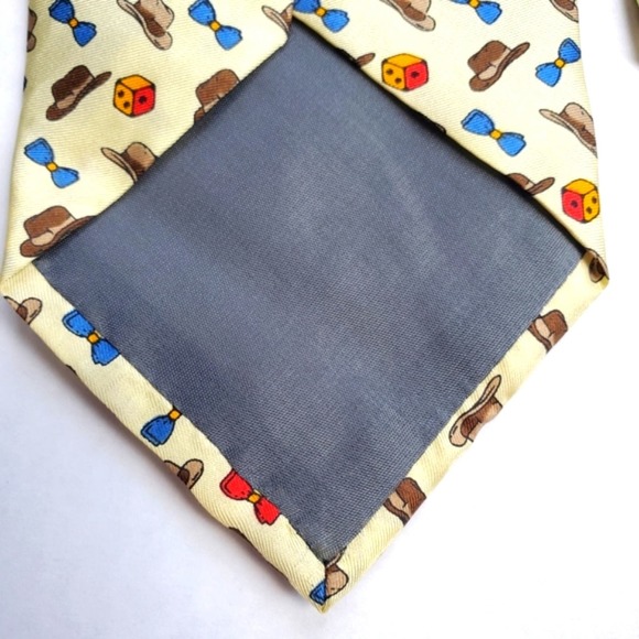 IL David by Florence Men's 100% Silk Hat Bowtie Dice Foulard Pattern Tie - Picture 6 of 8